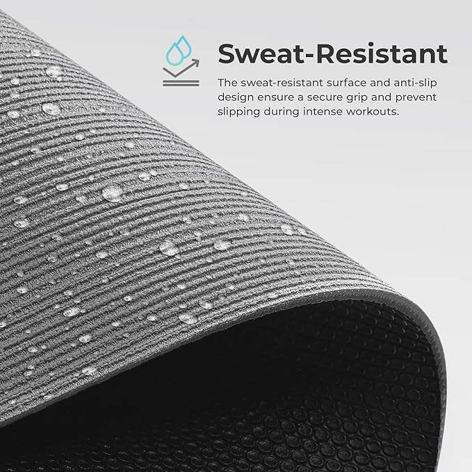 Sunny Health & Fitness Non-Slip Yoga Mat – Durable, Anti-Tear, Lightweight, Cushioned Support for Yoga, Pilates, Stretching Exercises, Meditation and Floor Workouts | Multiple Sizes & Colors
