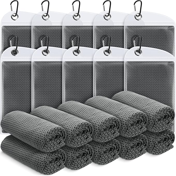 20 Pcs Cooling Towel 40" x 12" Ice Towel for Neck and Face Microfiber Chilly with Bag Breathable Yoga Gym Stay Cool Towels Sweat Rag for Workout Running Camping Pilates Beach Accessories (Dark Gray)-StrideForce Fitness