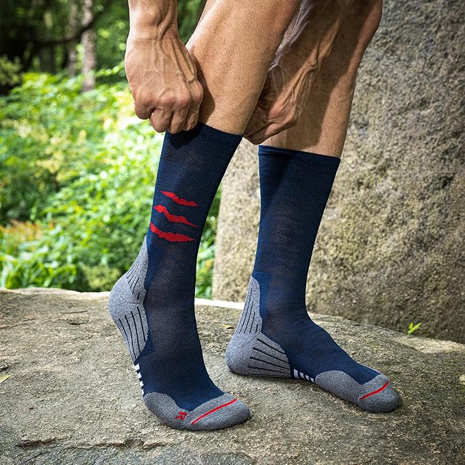 Compression Running Socks, Cushion Crew Socks - Anti-Blister Moisture Wicking for Athletic Hiking Basketball Tennis-StrideForce Fitness
