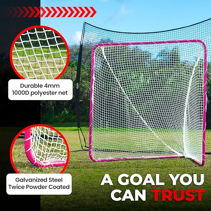 Velocity - Lacrosse Goal - Portable Steel Frame with Black Net, Perfect for Youth and Adult Training, Backyard Design-StrideForce Fitness