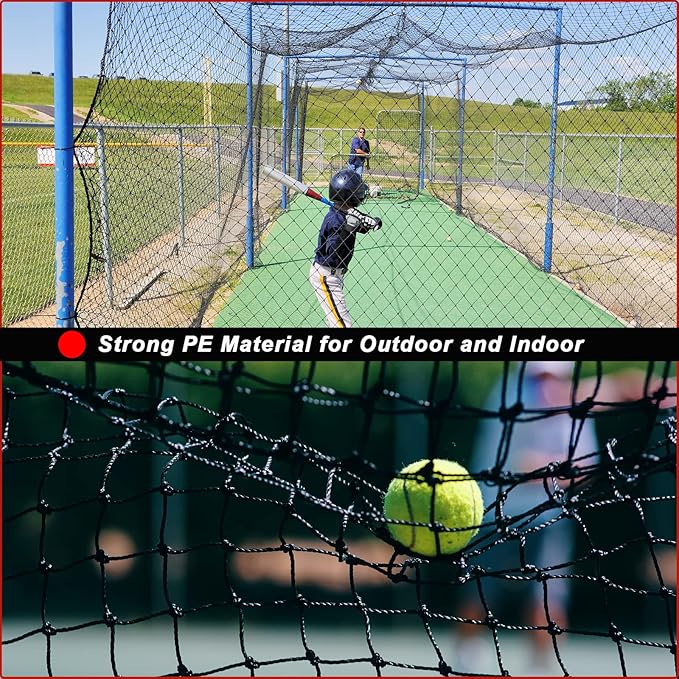 Baseball Softball Backstop Nets,Sports Net,Sports Netting Barrier,Sports Netting for Backyard,Twisted Knotted PE Net-StrideForce Fitness