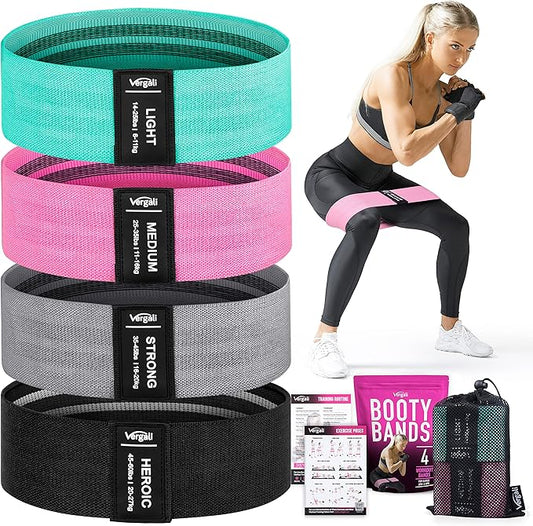 Resistance Bands for Working Out with Workout Bands Guide. 4 Booty Bands for Women Men Fabric Elastic Bands for Exercise Bands Resistance Bands for Legs Bands for Working Out Hip Thigh Glute Bands Set-StrideForce Fitness