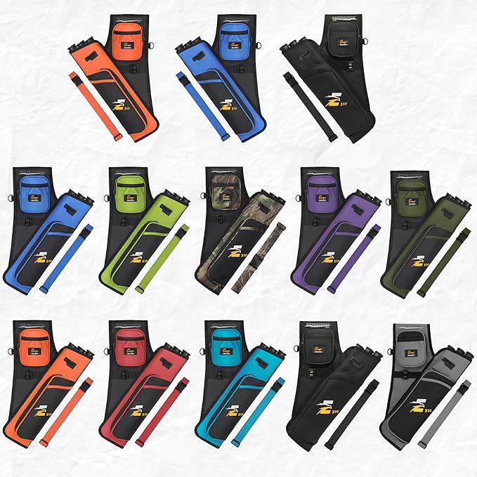 SUNYA Archery Hip Quiver for Arrows. Includes 3 Tubes Arrow Holder, Accessories Pockets and Waist Belt. Fit for Compound and Recurve Bow Practice.-StrideForce Fitness