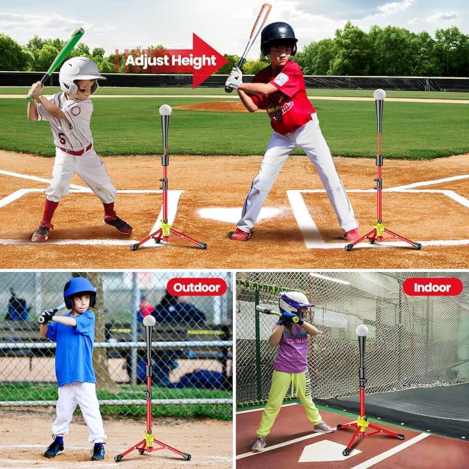 2025 New Upgrade Portable Batting Tee for Baseball/Softball,23.23 to 40.16 Inch Baseball Tee for Kids,Batting Tee,Softball Tee,Youth Hitting Tee,Teeball Tee,Travel Tee,Easy Adjustable Height-StrideForce Fitness