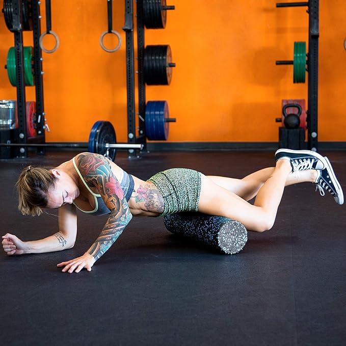 ProsourceFit High Density Foam Rollers 12 - Inches long, Firm Full Body Athletic Massage Tool for Back Stretching, Yoga, Pilates, Post Workout Muscle Recuperation, Black-StrideForce Fitness