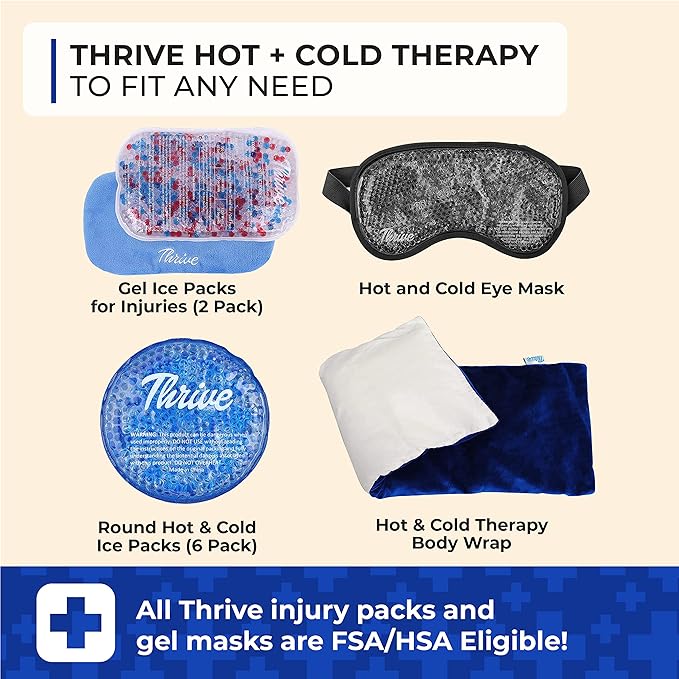 Thrive Reusable Ice Packs for Injuries - Large 2-Pack, Dark Blue - Long-Lasting Gel Cold Therapy - Ice Pack for Neck & Shoulders, Knee & Back Pain Relief-StrideForce Fitness