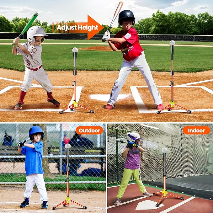 2025 New Upgrade Portable Batting Tee for Baseball/Softball,23.23 to 40.16 Inch Baseball Tee for Kids,Batting Tee,Softball Tee,Youth Hitting Tee,Teeball Tee,Travel Tee,Easy Adjustable Height-StrideForce Fitness