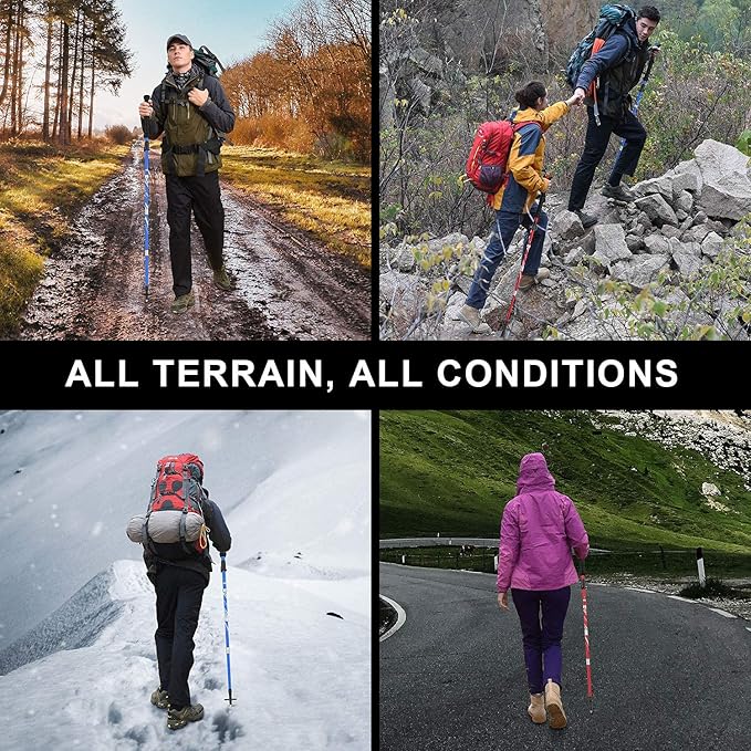 BISINNA Collapsible Trekking Hiking Poles- 2 Pack Folding Aluminum Walking Sticks with Quick Lock System 4 Season Accessories,Telescopic, Adjustable, Lightweight for Men Women-StrideForce Fitness