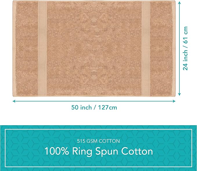 Pleasant Home Bath Towels Set of 6 (24” x 50”) 100% Cotton, 515 GSM | Lightweight, Soft & Absorbent Luxury Towels for Bathroom | for Gym, Pool & Spa | 6 Pack, Mocha-StrideForce Fitness