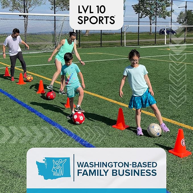 LVL10 Pro Training Cones - 6" Soccer Training Cones for Sports - for Basketball, Football, Basketball and Agility Drills - Soccer Field Markers That Won't Crack, Slide or Fly-StrideForce Fitness