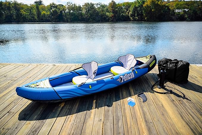Pelican iESCAPE Inflatable Kayak - Recreational Kayak - Compact, Stable and Fun All in One - for 1 or 2 Person-StrideForce Fitness