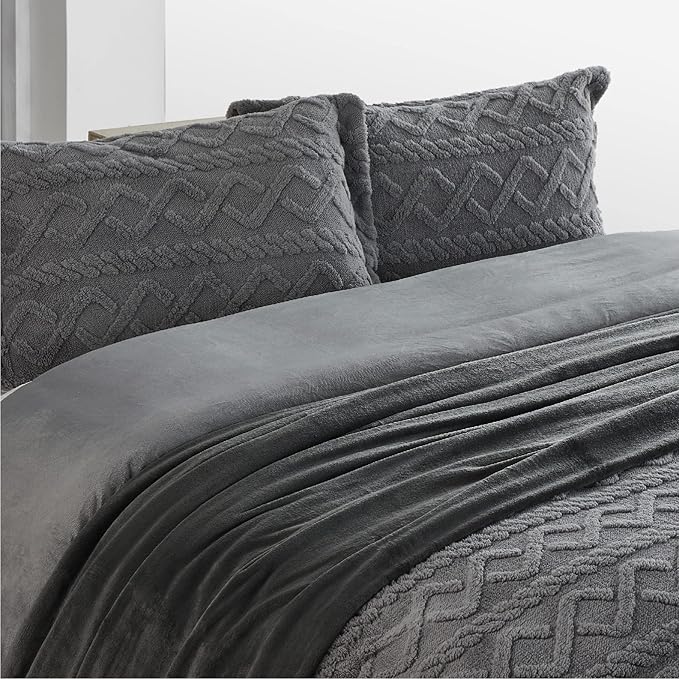 Bedsure Fleece Blankets Queen Size Dark Grey - Bed Blanket Soft Lightweight Plush Fuzzy Cozy Luxury Microfiber, 90x90 inches-StrideForce Fitness