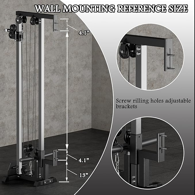 Fitness Wall Mount Cable Crossover Machine – Multi-Functional Dual Pulley System, Home Gym Equipment with Commercial-Grade Steel Frame and 400 lb Load Capacity for Home Gym.-StrideForce Fitness