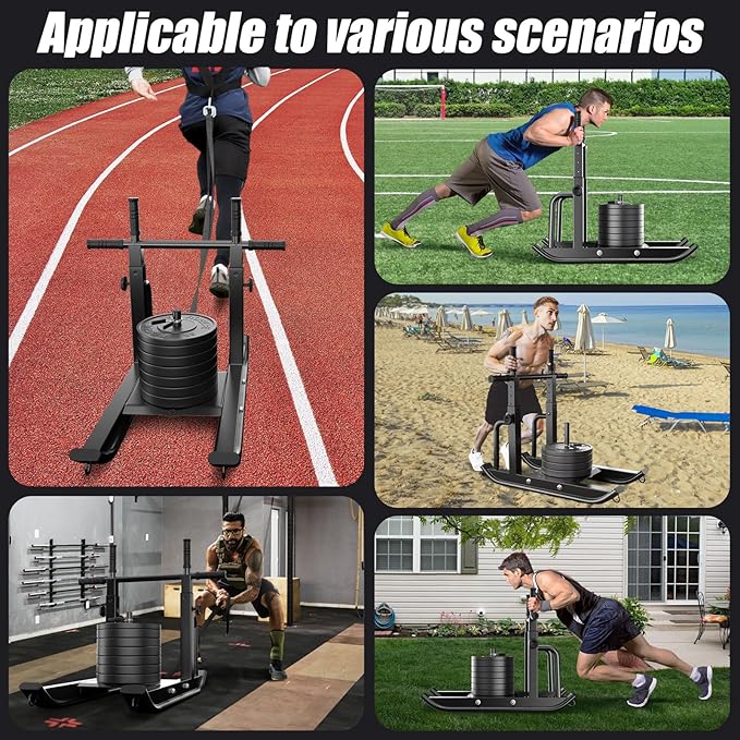 Weight Sled Adjustable Height - Weight Training Pull Sled Gym Equipment for Fitness Strength & Speed Training-StrideForce Fitness