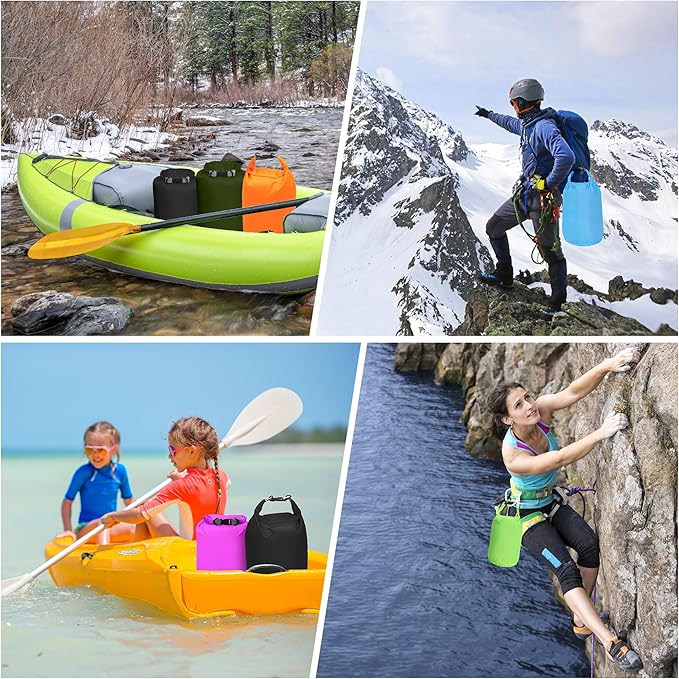 Desoto Waterproof Dry Bag 2 packs, 2L/5L/10L/20L/40L/70L Dry Sack Lightweight Portable, Dry Storage Bag to Keep Gear Dry Clean for Kayaking, Gym, Hiking, Swimming, Camping-StrideForce Fitness