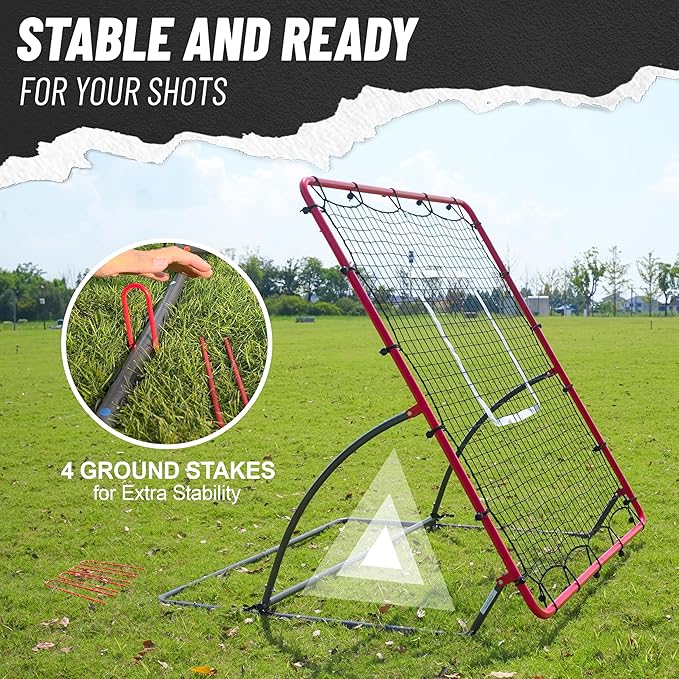 Heavy Duty Baseball Rebounder Net 4x4.5 FT Pitchback with 3 Adjustable Angles, Baseball and Softball Bounce Back Net for Ground, Line Drive, Fly Ball Return Settings Fielding Trainer-StrideForce Fitness