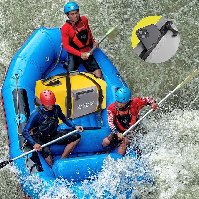 110L Waterproof Duffel Bag Heavy Duty Dry Bag Outdoors Large Storage Sack Zipper Marine Duffle Motorcycle Luggage,Strap Adjustable for Kayaking,Boating,Camping,Beach Rafting Fishing Yellow-StrideForce Fitness