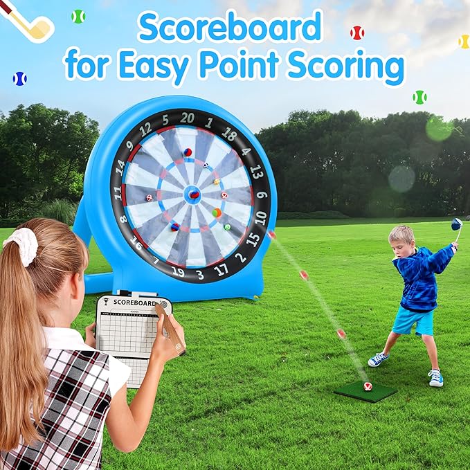 6FT Inflatable Dartboard, Giant Kick Darts Soccer Darts Golf & Throw Dart with Air Pump, Giant Outdoor Games, Blow up Soccer Dart for Yard Party Large Dartboard for Kids & Adults 20+Games-StrideForce Fitness