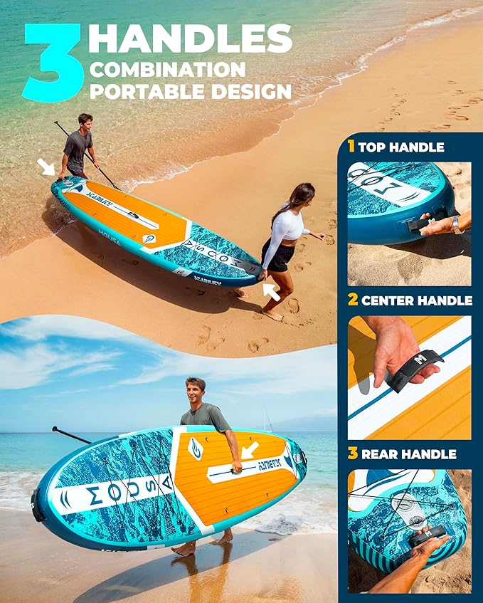MOUSA 10β8/11'Γ35" Extra Wide Inflatable Stand Up Paddle Board, Stable Paddleboard SUP for 2 People/Family, Anti-Slip Full EVA Deck, 3 Handles, 100L Backpack, All-Round Sup Board, Big Fin-StrideForce Fitness