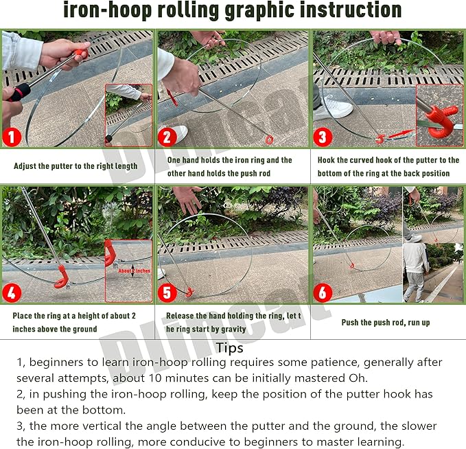 Iron-Hoop Rolling,Iron Ring Game,Stainless Steel Rolling Iron Ring,Adult Students Parent-Child Outdoor Fitness Equipment,Hand Pushing Wind fire Wheel,Chinese Traditional Sports Nostalgic Toys (37CM)-StrideForce Fitness