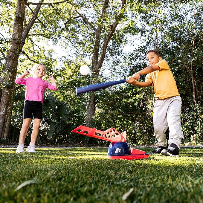 Franklin Sports Kids Baseball Pitching Machine - Pop A Pitch Batting Machine with Youth Bat + 3 Plastic Balls - Boys + Girls Toy-StrideForce Fitness