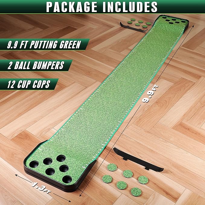 CHAMPKEY Golf Putting Green Indoor - Advanced Guides Golf Putting Mat - Enhance Putting Accuracy and Challenge-StrideForce Fitness