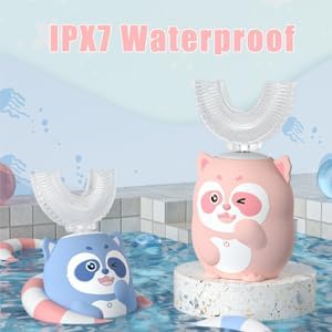 Kids Electric U Shaped Toothbrush Children Rechargeable Sonic Toothbrush with 4 Brush Heads Full Mouth 6 Cleaning Modes - (Age 8-15, Gray)