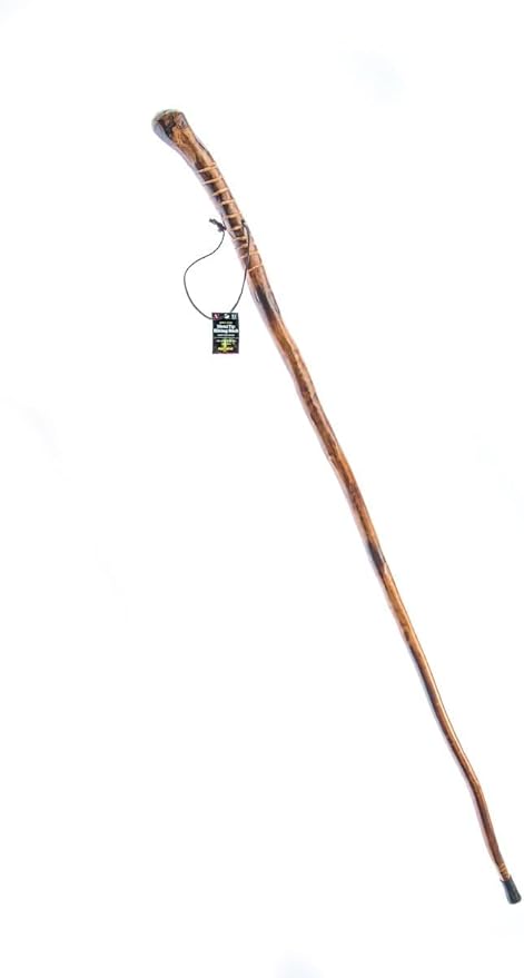 SE Natural Wood Walking Stick with Root Head, Carved Hand Grip, Steel Spike and Metal-Reinforced Tip Cover, 55" - WS631-52RH-StrideForce Fitness