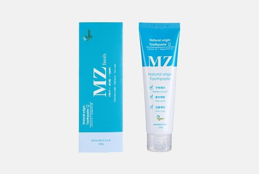 WISEMOTHER MZ Fresh Vegan Toothpaste Set – 3 Full-Size (120g) + 2 Travel-Size (20g), Fluoride-Free SLS-Free Natural Mint Toothpaste with Lemon Oil & Xylitol, Gentle on Gums
