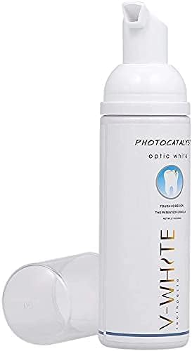 V-White Foam Teeth Whitening Toothpaste - Organic Toothpaste Fluoride Free, Alcohol Free, pH Balanced - Deep Cleansing, Stain Removal, Travel Friendly, for Kids & Adults (Large, Natural)