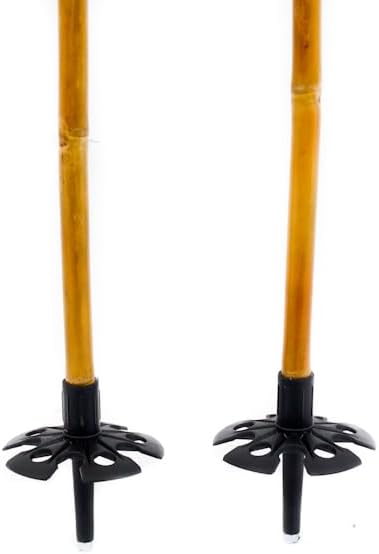 Booyah! Bamboo Downhill Ski Poles - Alpine Ski Poles with Black Pole Grip and Black Baskets, Ski Poles Men and Women, for Winter Downhill Skiing Wooden Poles-StrideForce Fitness