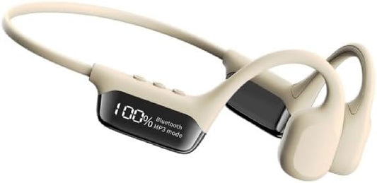 IHAO Swimming Headphones True Bone Conduction Open Ear Headset MP3 Player Built-in 32G Memory IP68 Underwater Waterproof Stereo Bluetooth Earphone for Driving Bicycling Running Skiing-White-StrideForce Fitness