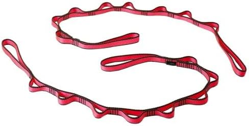 DASKING 23KN (5070 lbs) Heavy Duty Climbing Straps - 2 Pack Adjustable Daisy Chain Webbing for Aerial Yoga, Hammock, Fitness & Rigging - CE/EN566 Certified, Red/Grey-StrideForce Fitness