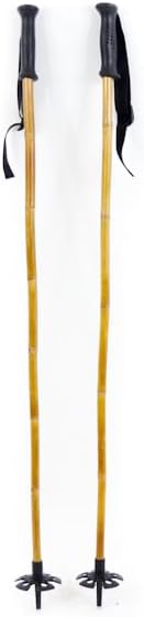 Booyah! Bamboo Downhill Ski Poles - Alpine Ski Poles with Black Pole Grip and Black Baskets, Ski Poles Men and Women, for Winter Downhill Skiing Wooden Poles-StrideForce Fitness