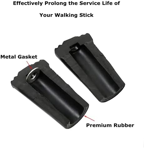 Walking Stick Tips Rubber 4pcs Trekking Pole Tips Replacement- Rubber Feet for Hiking Poles, Walking Sticks, Trekking Poles | Rubber Tip for Walking Sticks Hiking Trekking Poles Boot Tips Rubber Feet-StrideForce Fitness