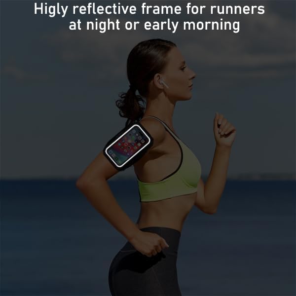 Phone Holder for Running-Arm Band for Running for iPhone & Samsung Galaxy, Cell Phone Armband Holder for Walking, Gym, Workout, Men, Women, w/Adjustable Strap&Zipper Pocket (Black Heather-M)-StrideForce Fitness