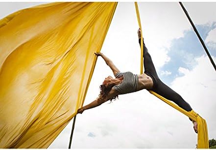 DASKING Aerial Silks Starter Kit - Durable 11Yards of Aerial Yoga Hammock with Hardware, Aerial Swing for Acrobatic Flying Yoga & All Levels (Aerial Rigging Point Up to 14ft)-StrideForce Fitness