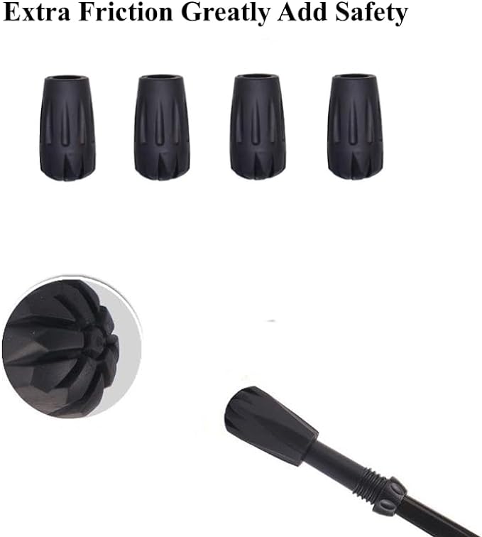Walking Stick Tips Rubber 4pcs Trekking Pole Tips Replacement- Rubber Feet for Hiking Poles, Walking Sticks, Trekking Poles | Rubber Tip for Walking Sticks Hiking Trekking Poles Boot Tips Rubber Feet-StrideForce Fitness