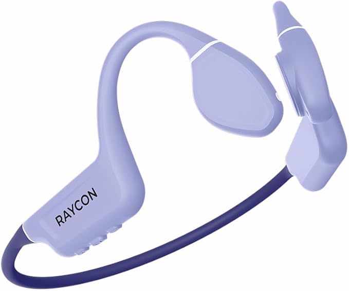 Raycon Bone Conduction Headphones, Open-Ear Bluetooth Sports Earbuds with Mic, IP68 Water Resistant Headset for Workout and Running, 13hr Playtime, Purple-StrideForce Fitness