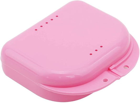 Mouth Guard Case Orthodontic Retainer Box Denture Storage Container, Pink