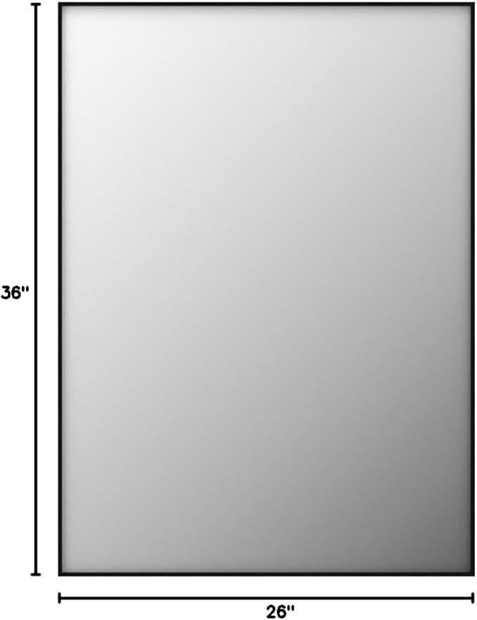 27x36 Inch Black Bathroom Mirror for Wall, Aluminum Frame Rectangle Rectangular Vanity Mirror, Modern Large for Bedroom, Living Room, Horizontal or Vertical-StrideForce Fitness