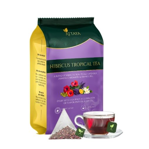 Attaya Hibiscus Tropical Herbal Tea Bags | Lowers Blood Pressure & Supports Heart Health | PCOS | Liver Health | Cholesterol | Antioxidants & Vitamin C | Caffeine Free | non-GMO | 100 Pyramid Tea Bags-StrideForce Fitness