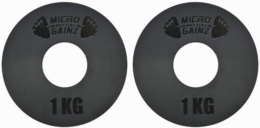 Micro Gainz Kilogram Fractional Weight Plate Set of 2 Plates, .25KG, .50KG or 1KG, Plate Set Designed for Olympic Barbells & Strength Training, Made in USA-StrideForce Fitness