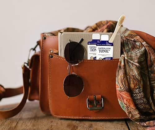 Tonic Traveler Mouthwash Minis (12 Pack) + Bamboo Toothbrush – Natural Alcohol-Free Mouthwash for Gum Health & Bad Breath – Dental Herb Company