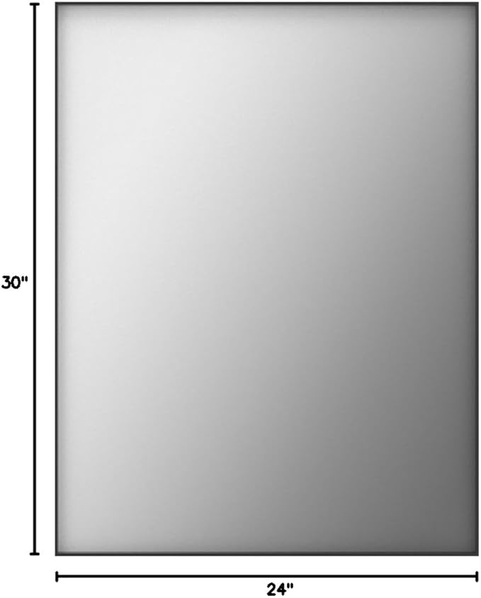 24x30 Inch Black Bathroom Mirror for Wall, Aluminum Frame Rectangle Rectangular Vanity Mirror, Modern Large for Bedroom, Living Room, Horizontal or Vertical-StrideForce Fitness
