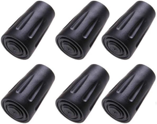 6pcs Walking Stick Tips, Replacement Rubber Tips for Walking Sticks, Trekking Pole Tips Baskets Hiking Pole Tips Feet Shock Absorption Rubber Cane Tips 11mm Diameter Survival Hiking Stick Accessories-StrideForce Fitness
