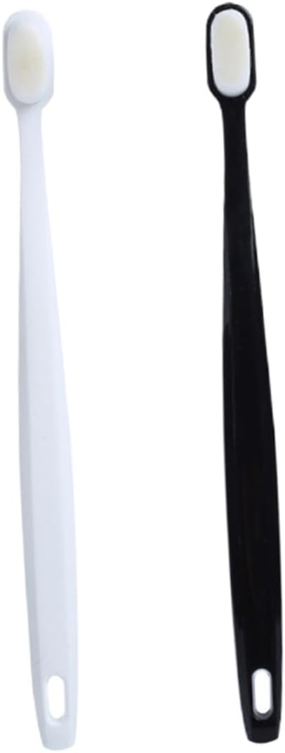 2Pcs Soft Bristle Toothbrush for Adults Sensitive Gum Care Ergonomic Handle Gentle Cleaning for Home and Travel Couples White and Black