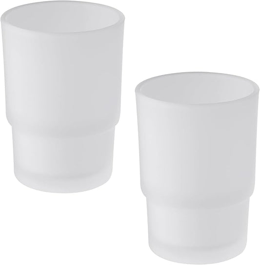 Glass Tumbler Cap 2 Pack, Aomasi Frosted Bathroom Rinsing and Mouthwash Cup, Toothbrush & Toothpaste Holder & Drinking for Glassware