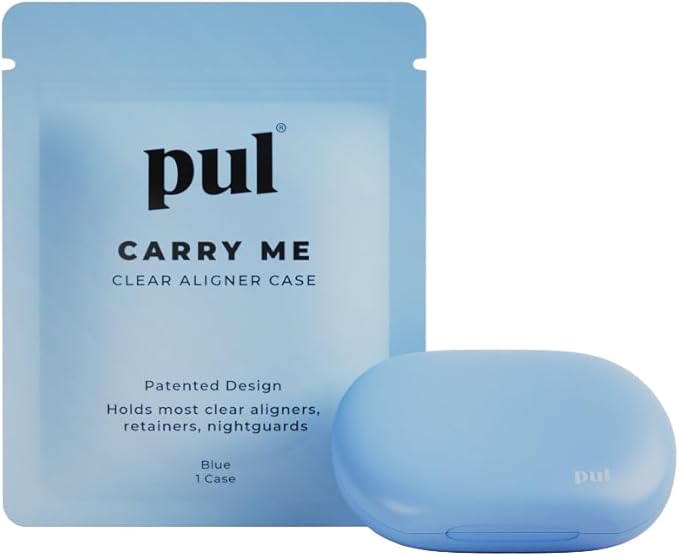 PUL Clear Aligner & Retainer Case – for Invisalign, Partial Dentures, Mouth & Night Guards, PUL Removal Tool, Dental Removables – Plastic Holder w/Secure Magnet Closure, Sleek & Slim Design – Blue