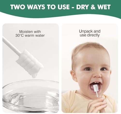 104Pcs Baby Tongue Cleaner, Disposable Baby Toothbrush Oral Cleaner, Infant Gum and Tooth Cleaning Stick for Newborns, Toddler Mouth Cleaner